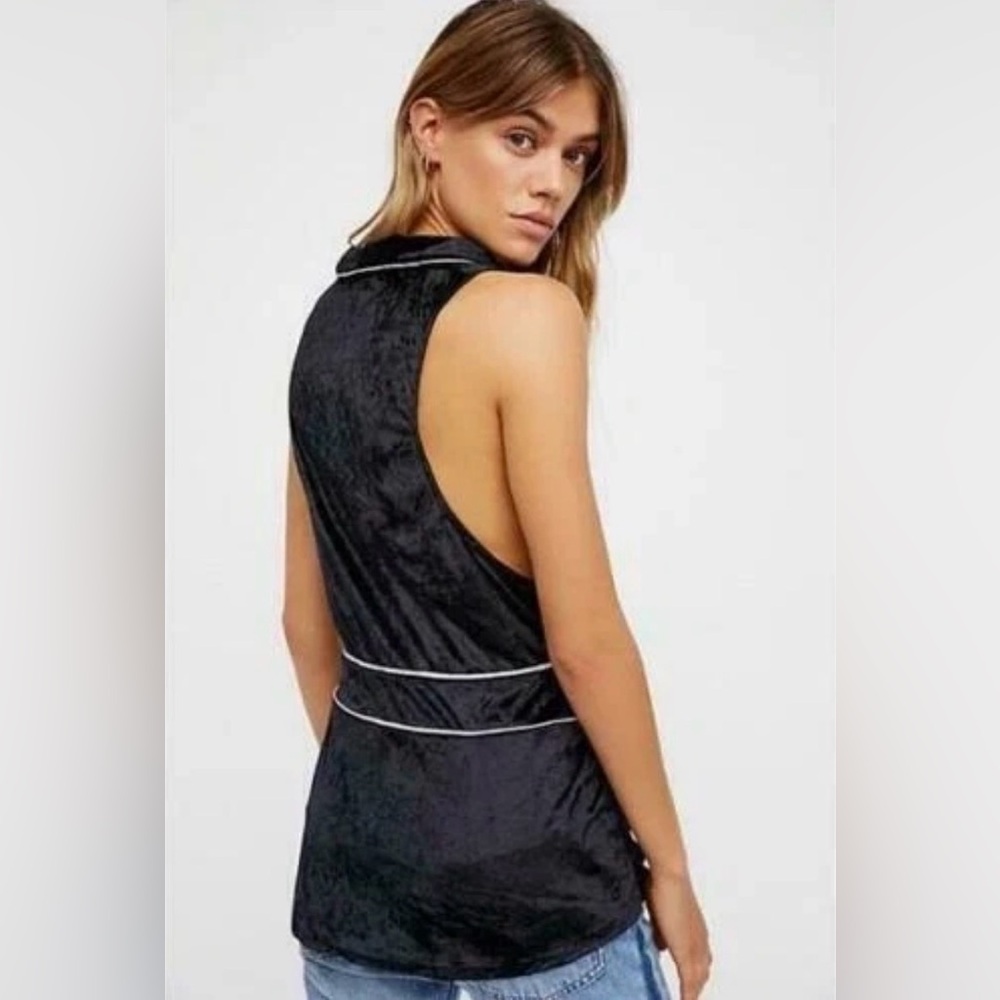 Free People Black Sleeveless Wrap Top | Size S